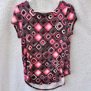 Alfani Pink Short Sleeve Curved Hem Top TShirt